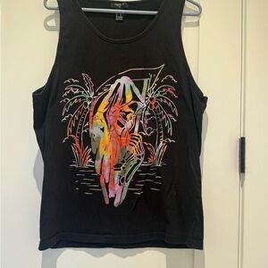 Forever 21 men’s black tank top with palm tree design